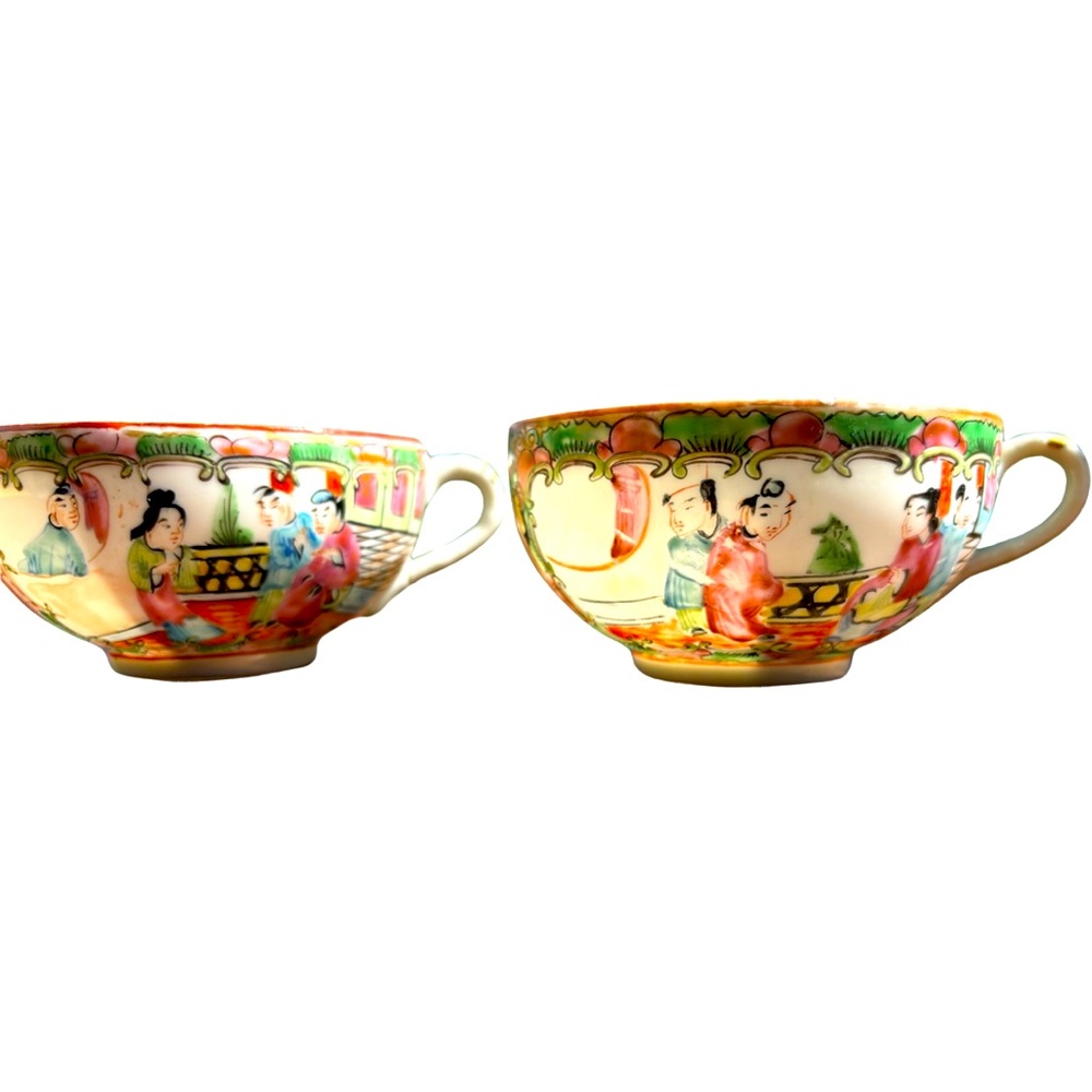Pair of Chinese Rose Tea Cups
